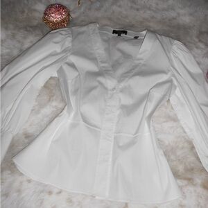 Theory Puff sleeve button down dress shirt top